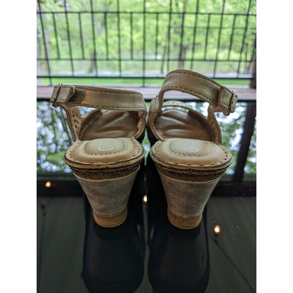 Patrizia Spring Step Womens Sz 39 (8.5) Shaninioqua Gold Peep Toe Wedge Sandal - Picture 8 of 13